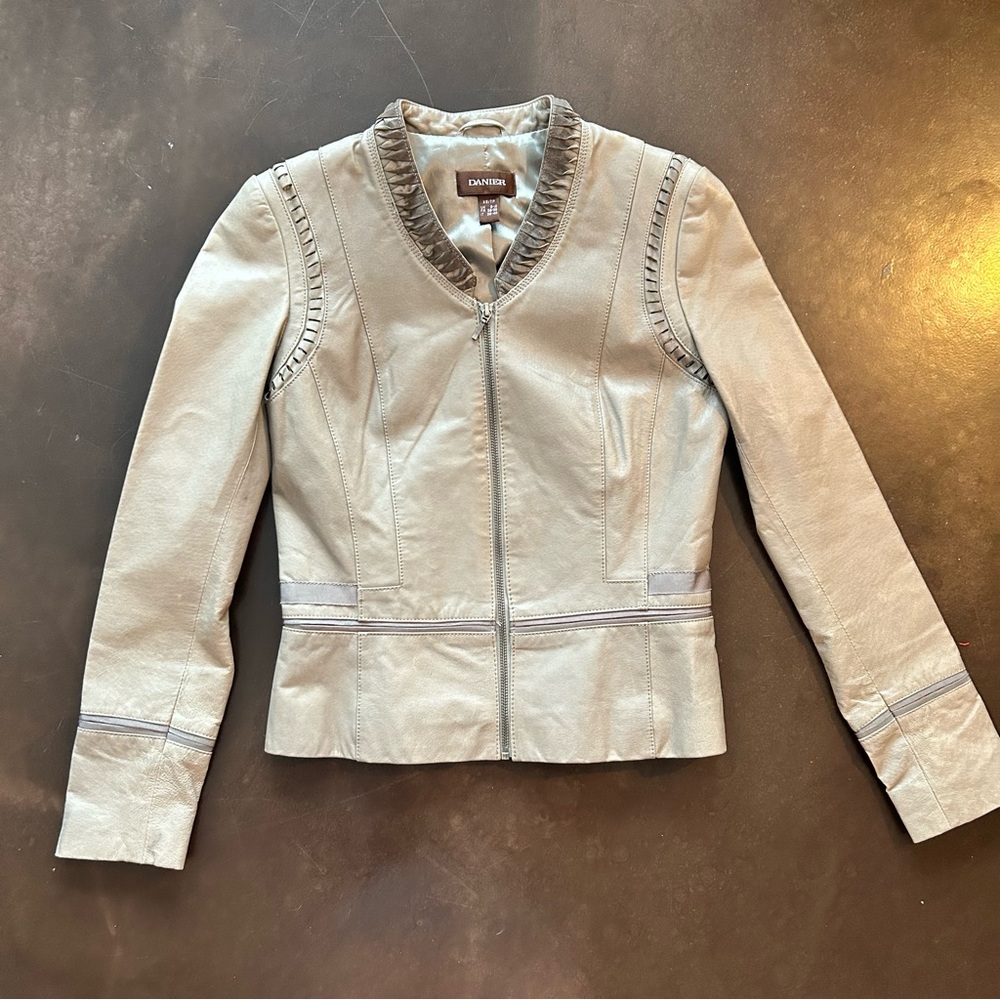 Danier Taupe Leather Jacket- xsmall